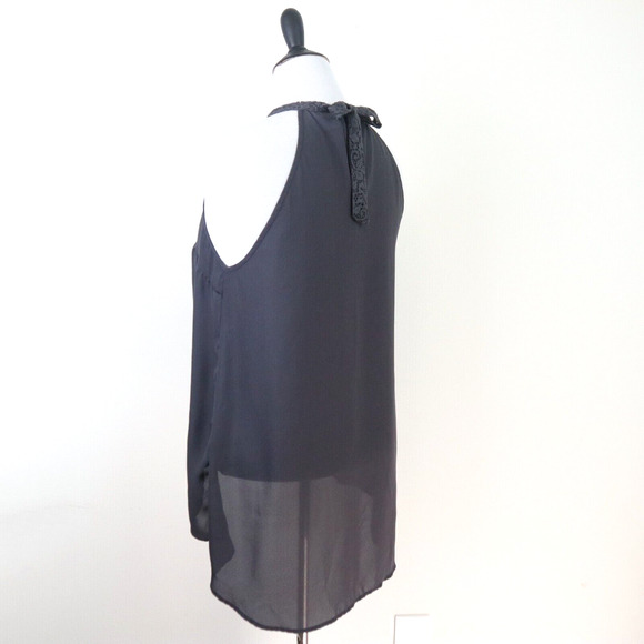 Torrid Size 0 / L Georgette Lace Inset Mock Neck Top Halter Gray - Picture 4 of 10